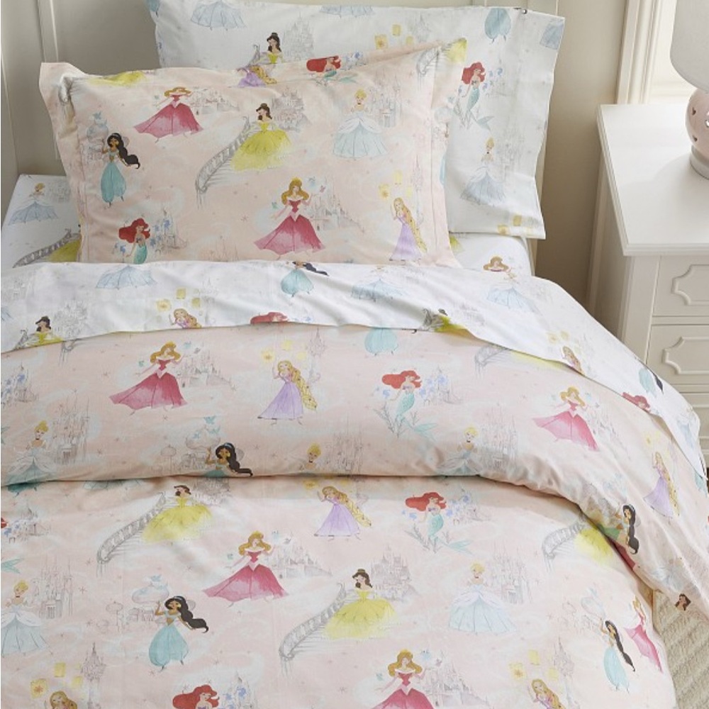 Pottery Barn Kids Disney Princess Castles Organic Duvet Cover Twin